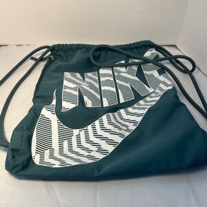 Nike‎ Drawstring Backpack Gym Sack Cinch Bag Teal Green White Logo